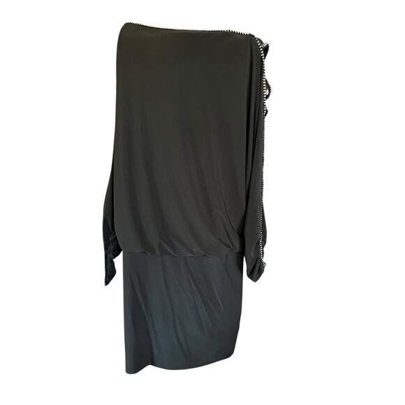 Cold Shoulder Rhinestone Dolman Black Betsy & Adam Cocktail Party Dress Size10 - Picture 5 of 16